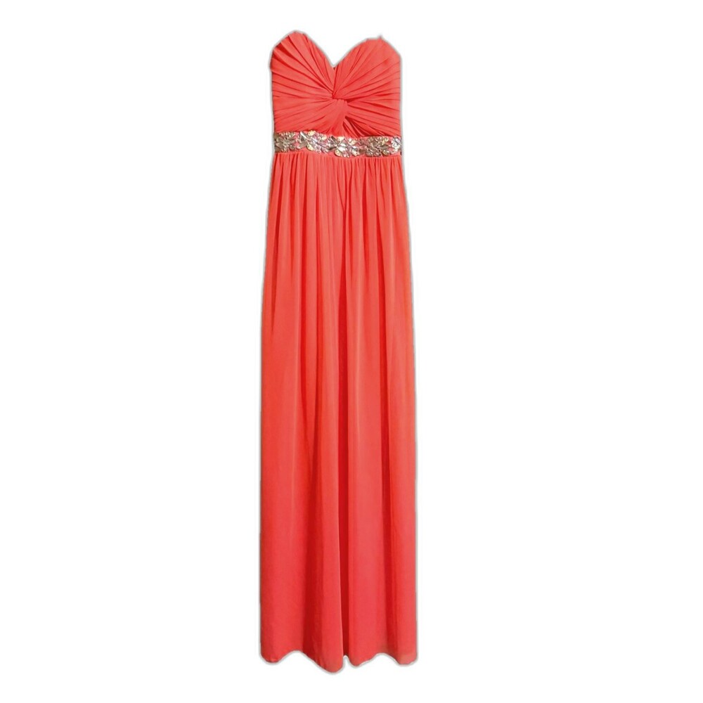 Electric Orange Long Dress Junior 1 Formal Long Rhinestones City Triangles XXS